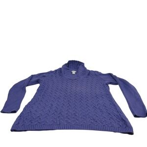 Coldwater Creek Women's Cowl Neck Sweater Purple Cable‎ Knit  XL Size 16